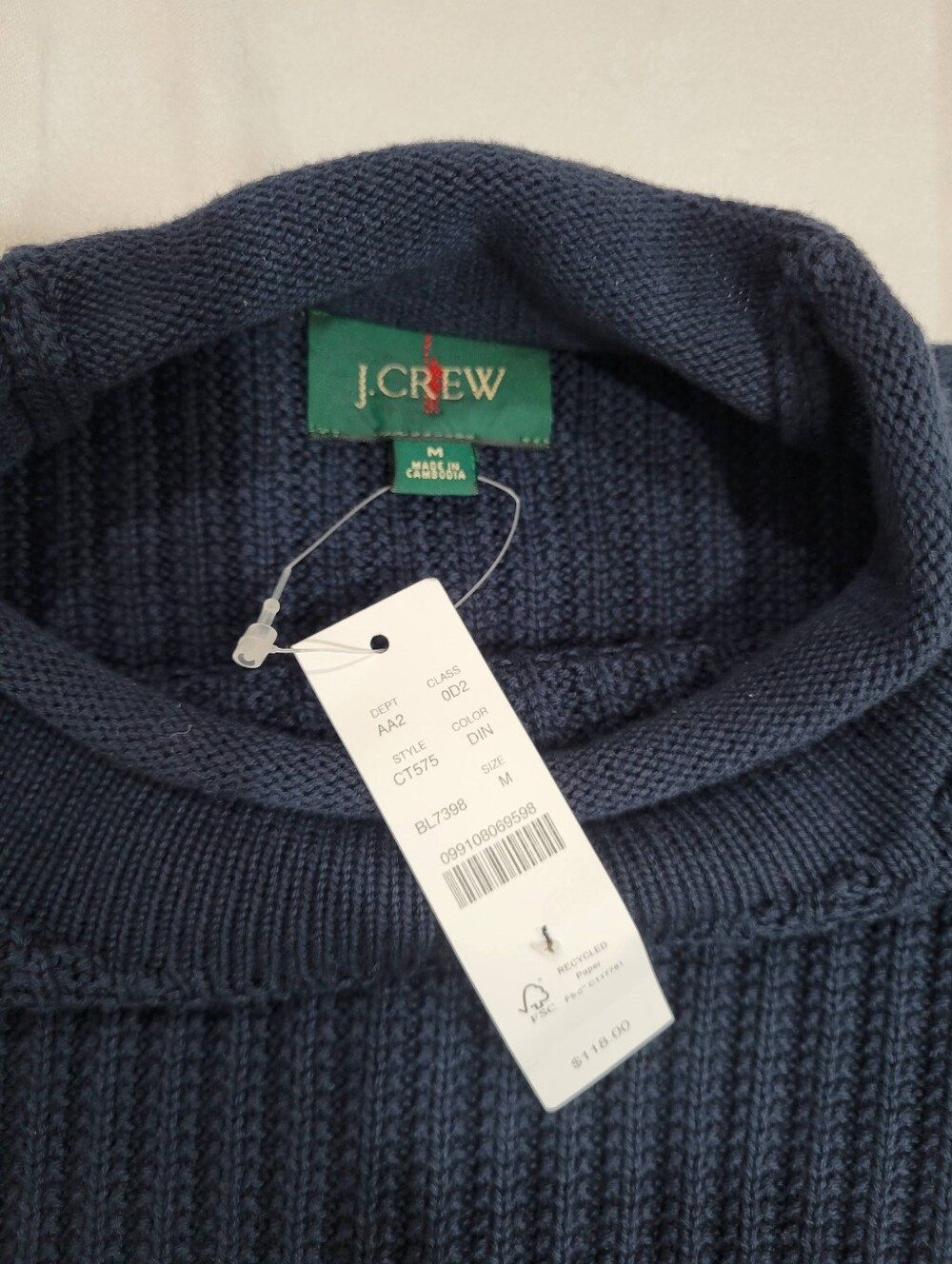 J Crew 1988 Rollneck CT575 Size M Navy CT575 - Picture 5 of 6